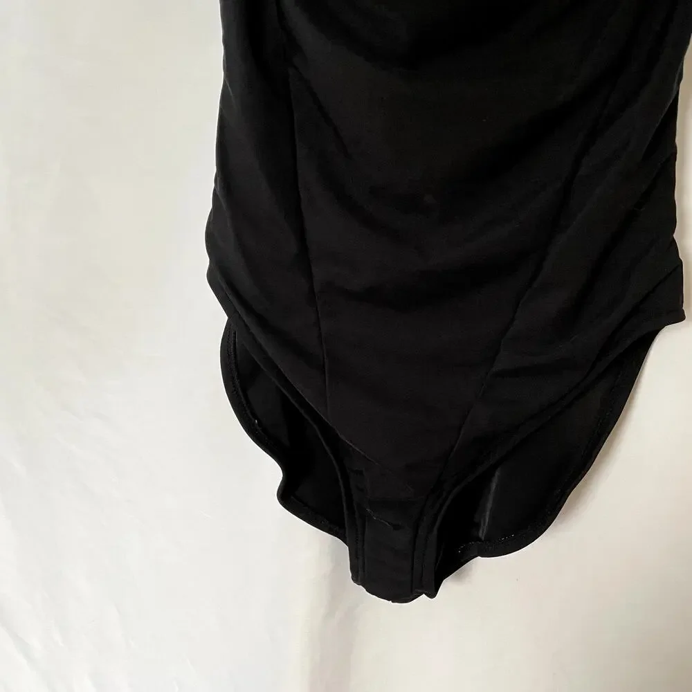 Eddie Bauer slim‎ suit black one piece racerback adjustible women's size 14 tall